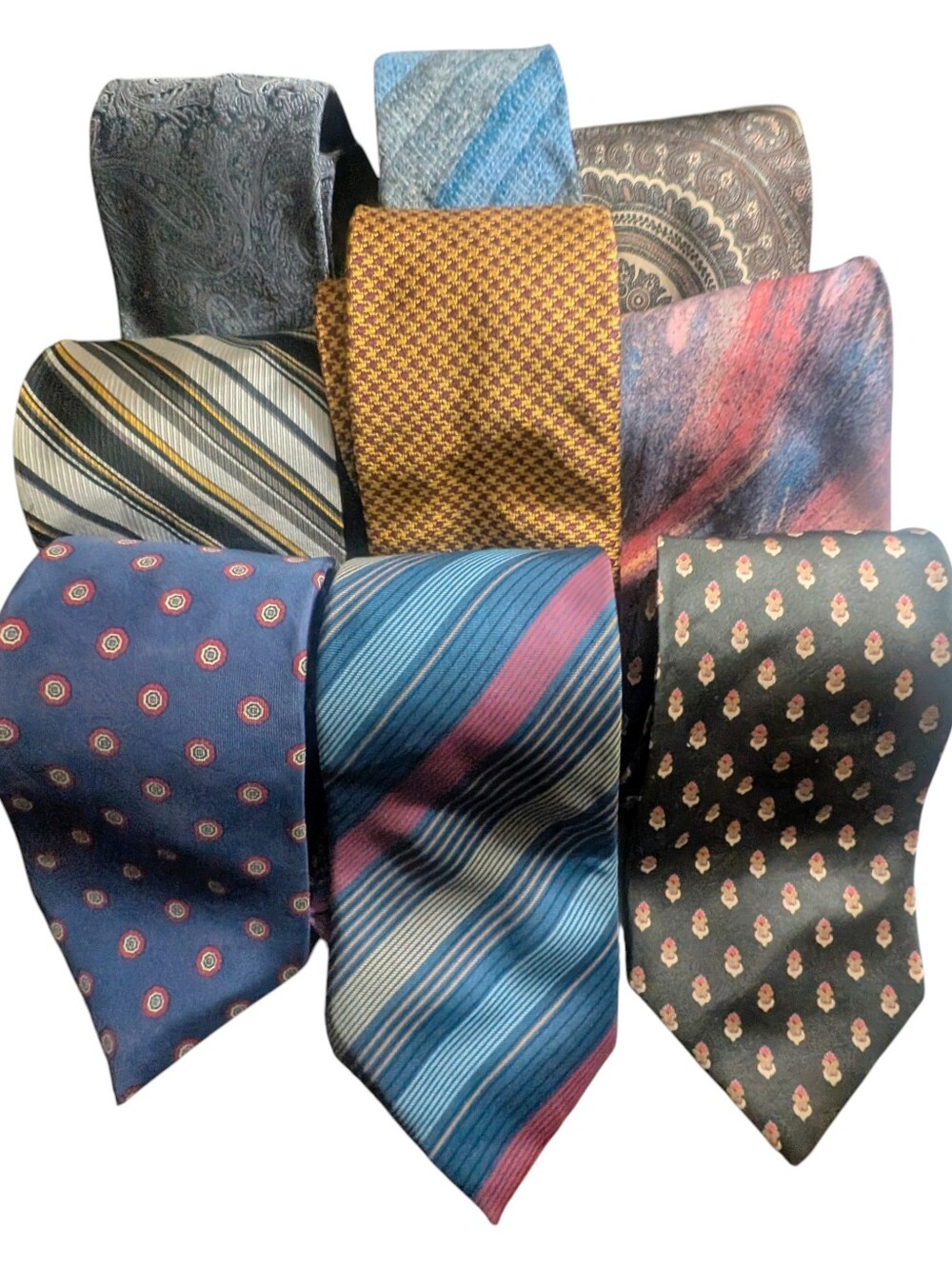 VTG Mens Silk Tie Lot of 9 Ben Silver Countess Mara NWT Hardy Amies